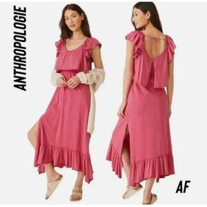 Antrho x Daily Practice Pink Ruffle Midi Dress XL